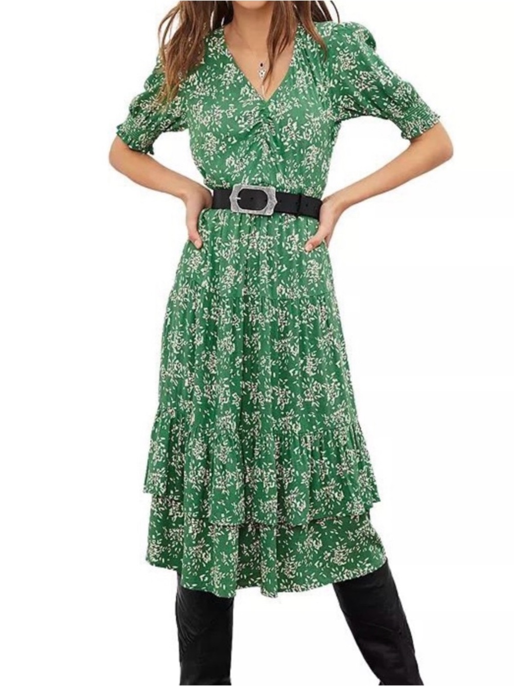 Vika Gathered Print Dress, 0/XS, Ba&sh